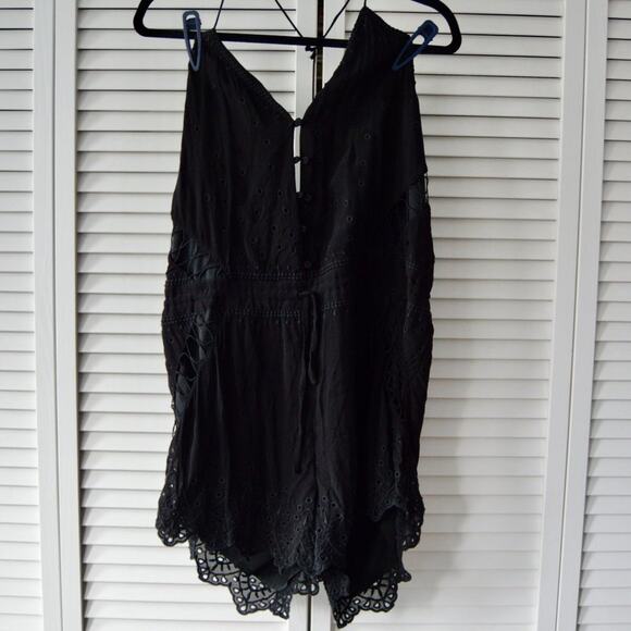 IRO Romper Size 40 Black Eyelet Embroidered Florya Romper | Size 40 - Picture 3 of 9